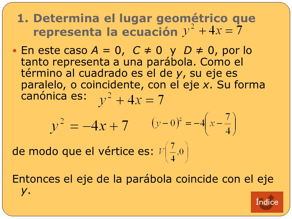 Determina el lugar geométrico que representa la ecuación