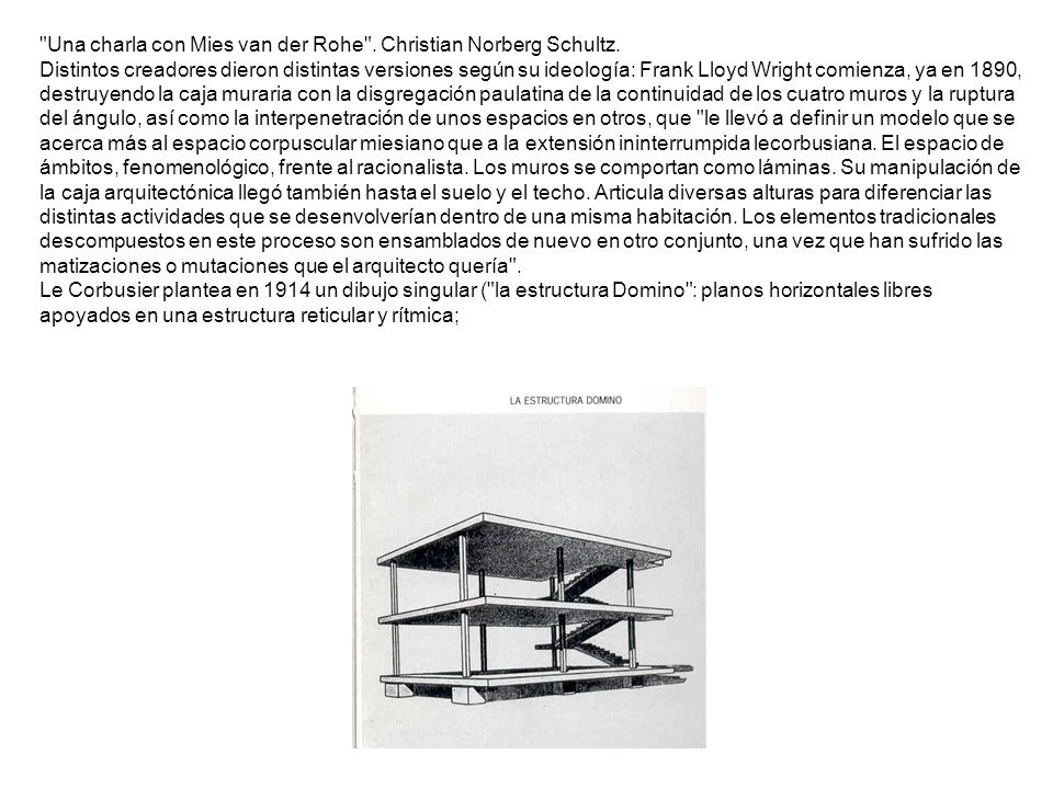 Una charla con Mies van der Rohe . Christian Norberg Schultz