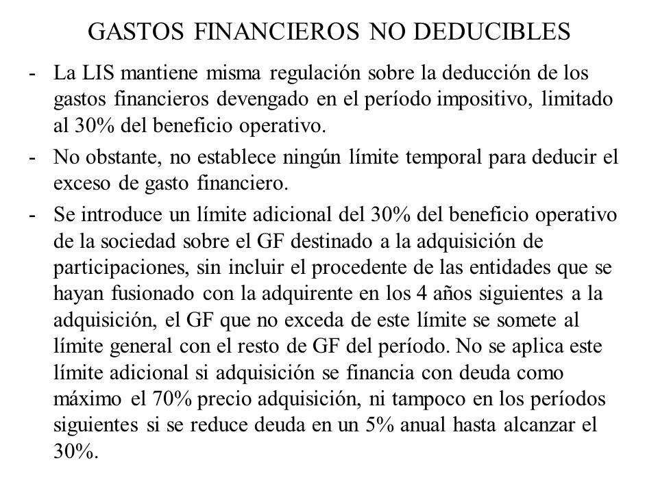 GASTOS FINANCIEROS NO DEDUCIBLES