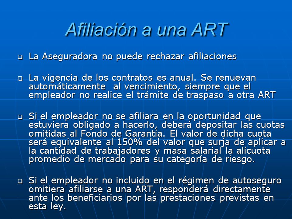 Afiliación a una ART La Aseguradora no puede rechazar afiliaciones