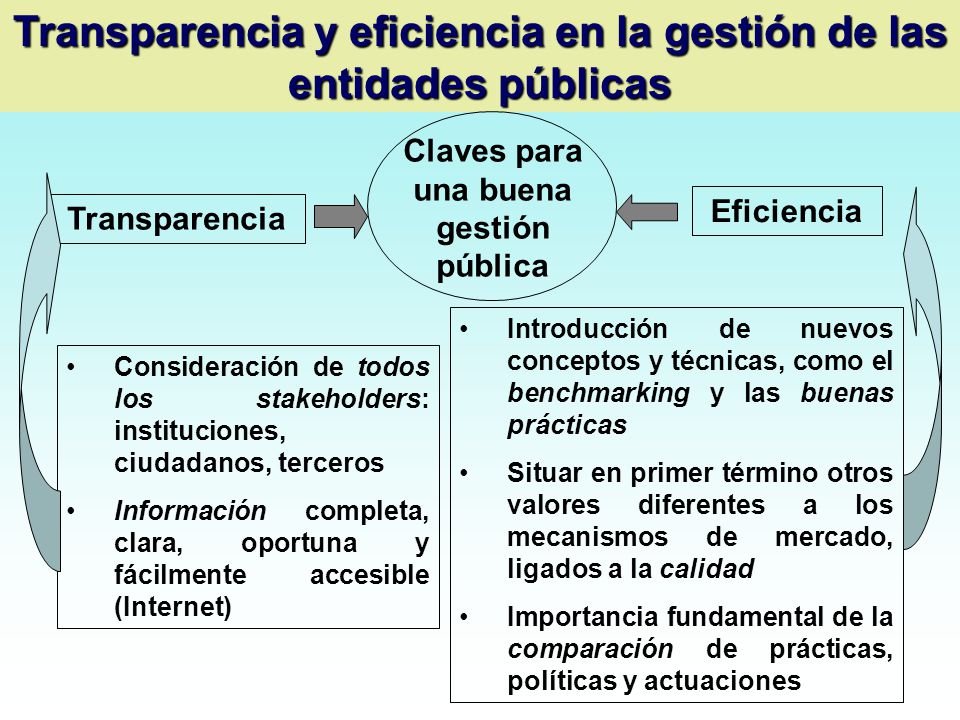 Transparencia y eficiencia en la gestión de las entidades públicas