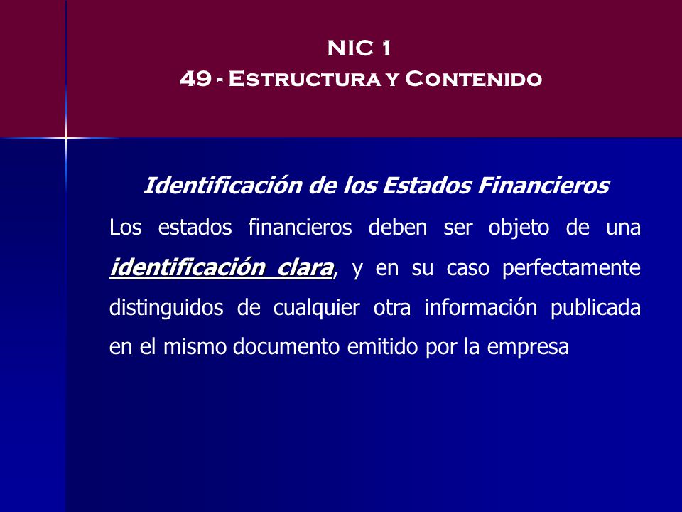 49 - Estructura y Contenido Identificación de los Estados Financieros