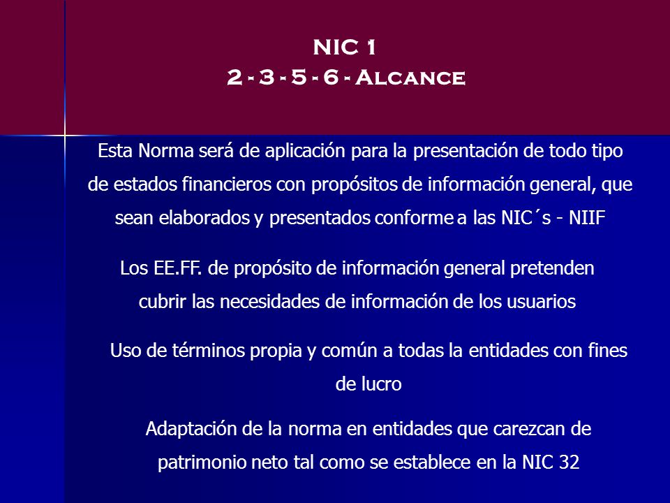 Uso de términos propia y común a todas la entidades con fines de lucro