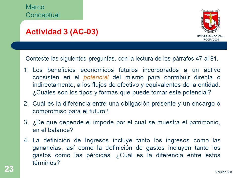 Actividad 3 (AC-03) Conteste las siguientes preguntas, con la lectura de los párrafos 47 al 81.