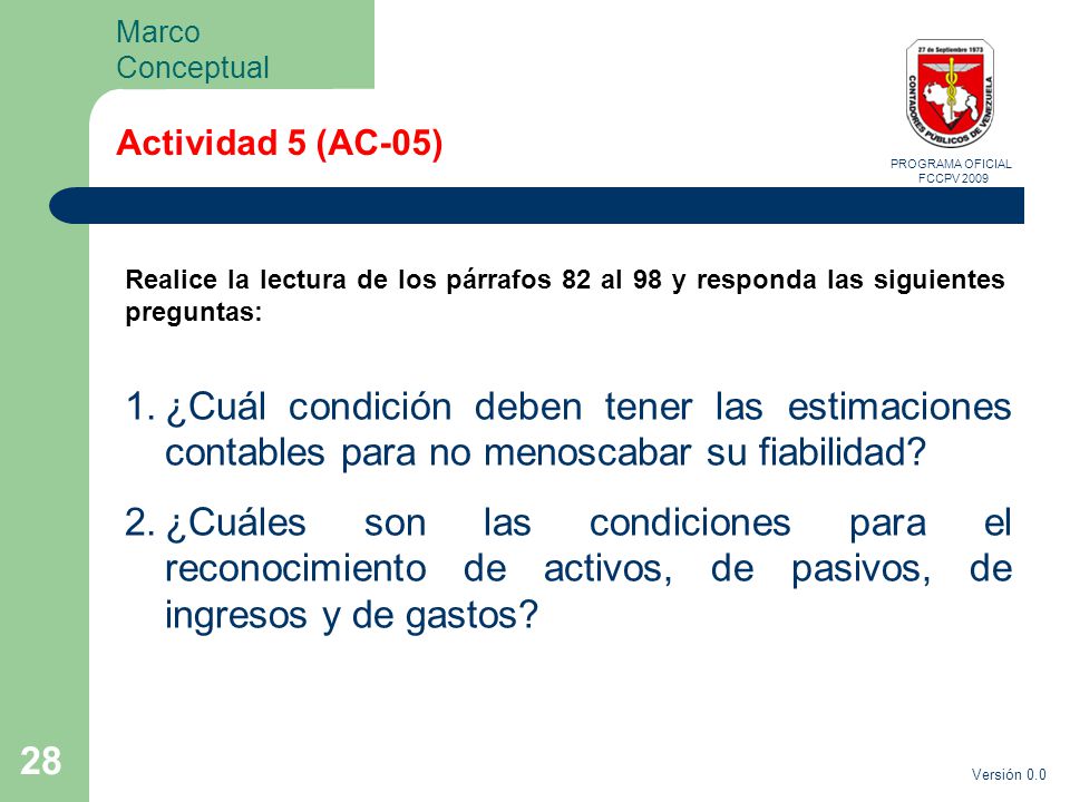 Actividad 5 (AC-05) Realice la lectura de los párrafos 82 al 98 y responda las siguientes preguntas: