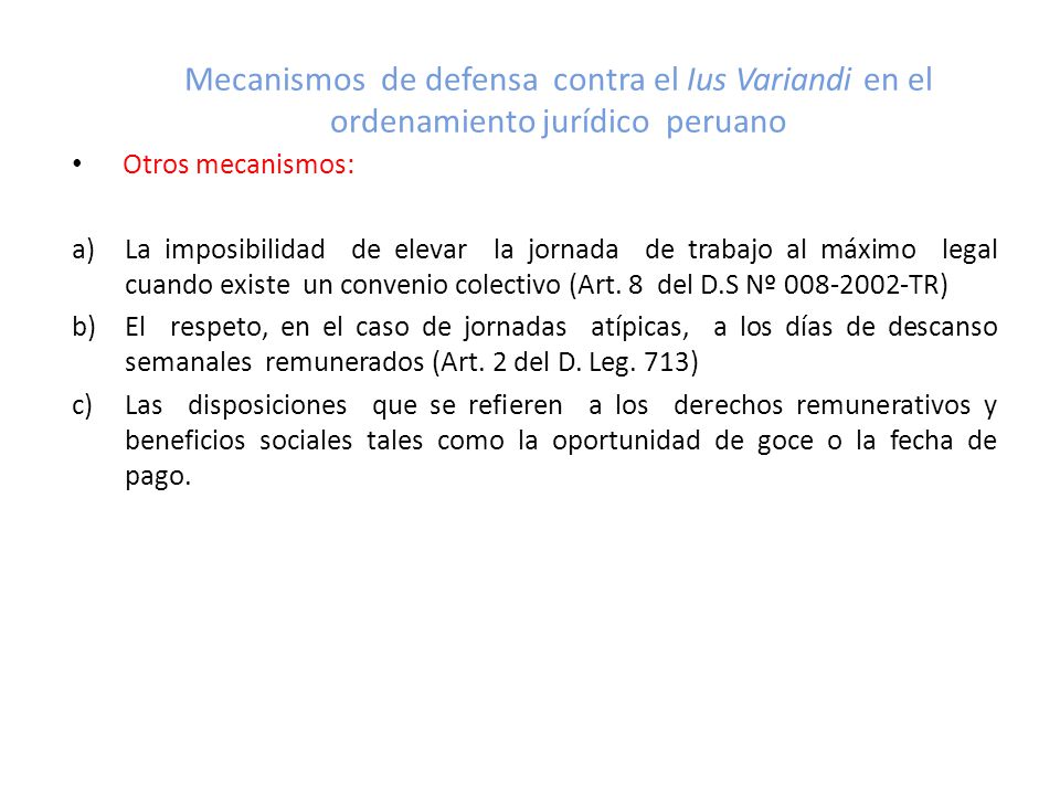 Mecanismos de defensa contra el Ius Variandi en el ordenamiento jurídico peruano