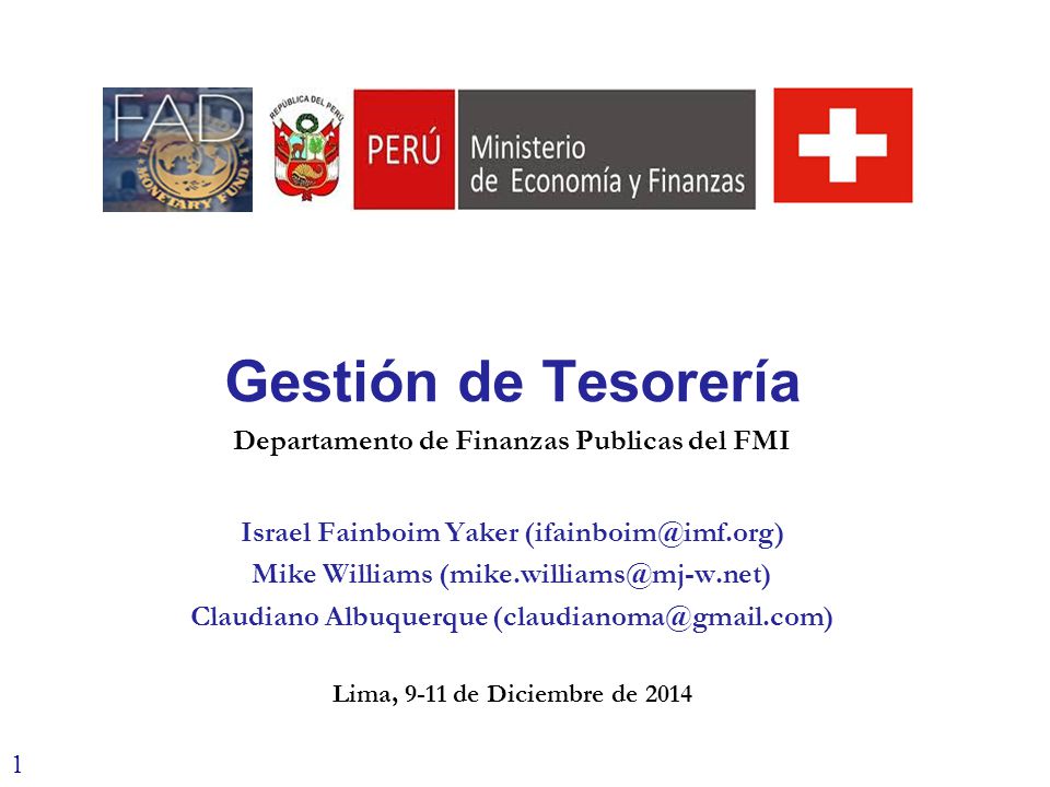 Gestión de Tesorería Departamento de Finanzas Publicas del FMI
