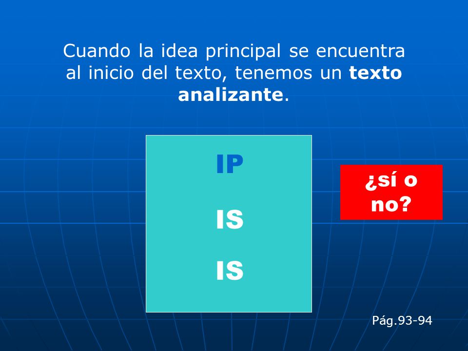 Cuando la idea principal se encuentra al inicio del texto, tenemos un texto analizante.