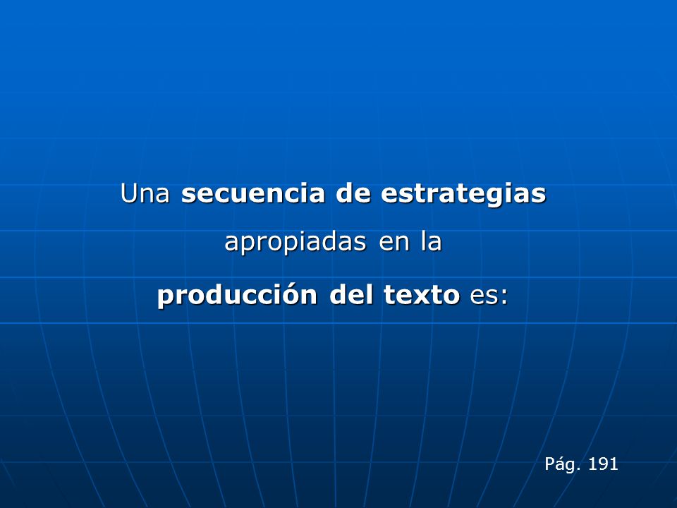 Una secuencia de estrategias apropiadas en la producción del texto es: