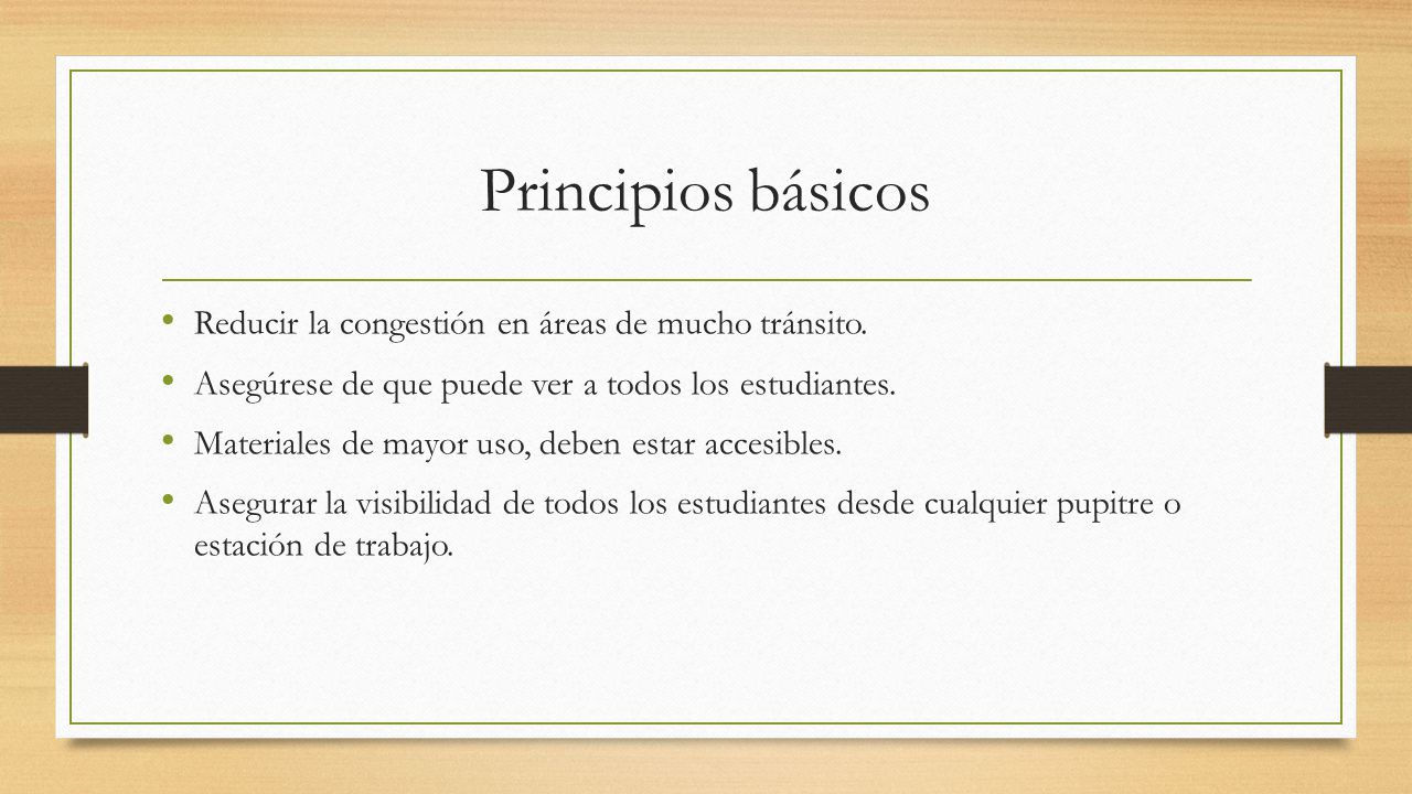 Principios básicos Reducir la congestión en áreas de mucho tránsito.