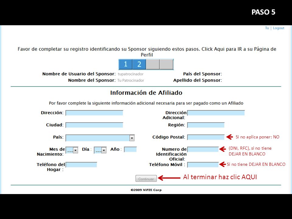 PASO 5 Al terminar haz clic AQUI Si no aplica poner: NO