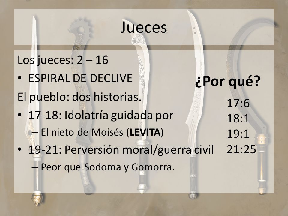Jueces ¿Por qué Los jueces: 2 – 16 ESPIRAL DE DECLIVE