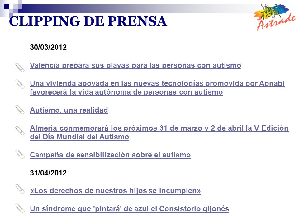 CLIPPING DE PRENSA 30/03/2012. Valencia prepara sus playas para las personas con autismo.