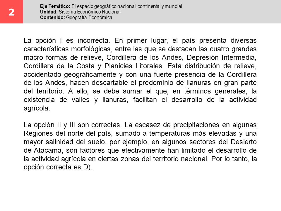 2 Eje Temático: El espacio geográfico nacional, continental y mundial. Unidad: Sistema Económico Nacional.