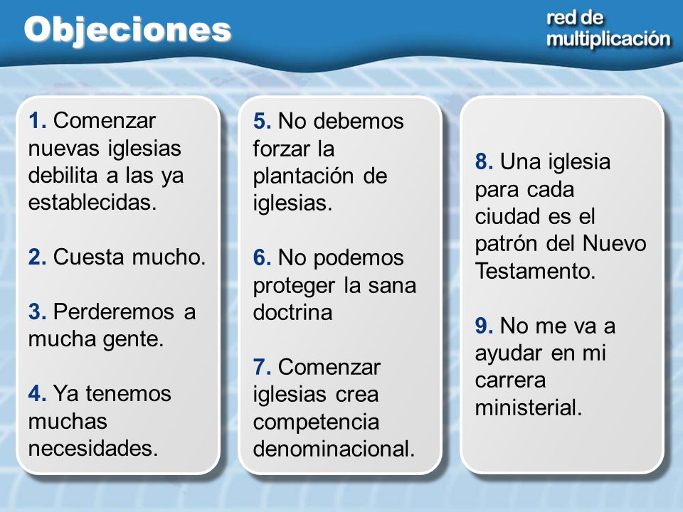 Objeciones 1. Comenzar nuevas iglesias debilita a las ya establecidas.