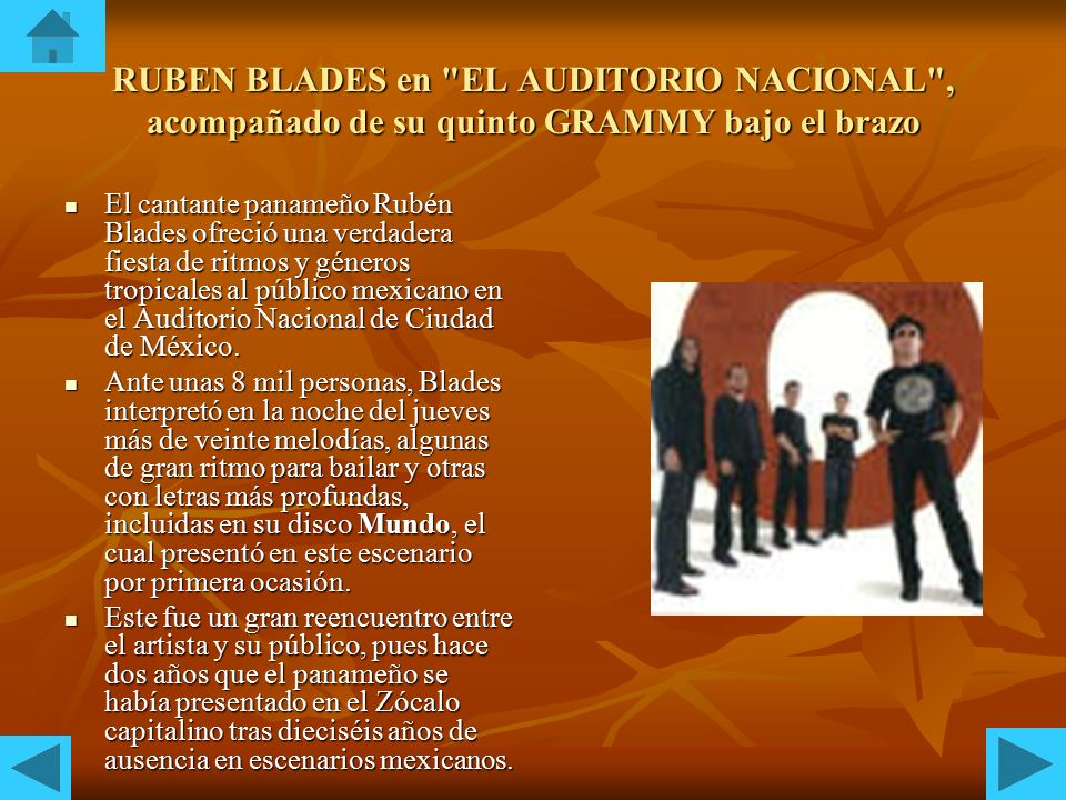 RUBEN BLADES en EL AUDITORIO NACIONAL , acompañado de su quinto GRAMMY bajo el brazo