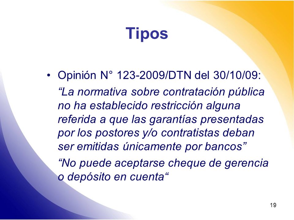 Tipos Opinión N° /DTN del 30/10/09: