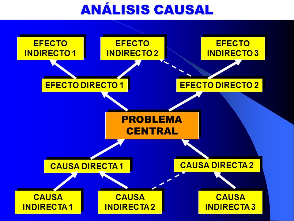 ANÁLISIS CAUSAL PROBLEMA CENTRAL EFECTO INDIRECTO 1 EFECTO INDIRECTO 2