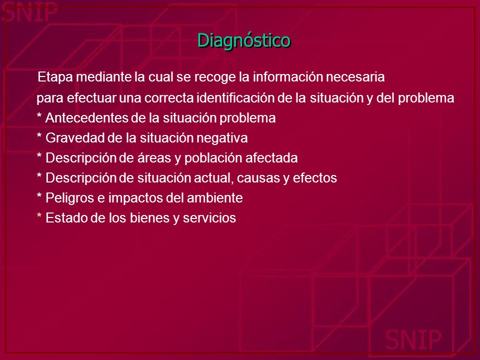 Diagnóstico Etapa mediante la cual se recoge la información necesaria