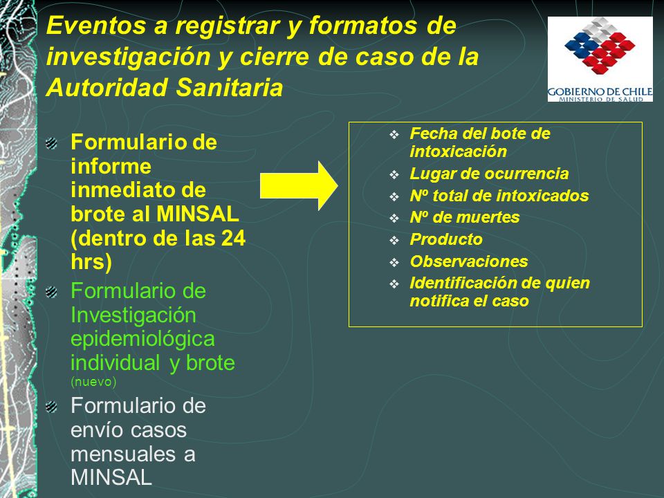 Eventos a registrar y formatos de investigación y cierre de caso de la Autoridad Sanitaria
