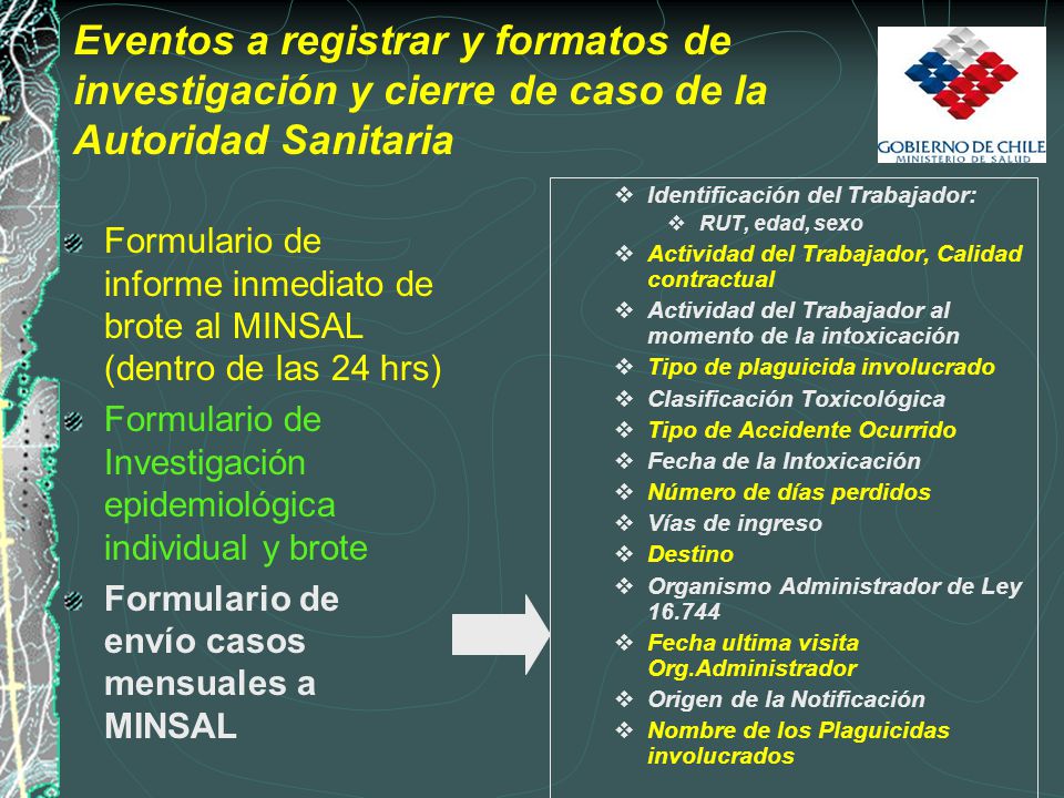 Eventos a registrar y formatos de investigación y cierre de caso de la Autoridad Sanitaria