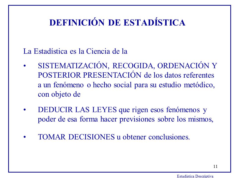 DEFINICIÓN DE ESTADÍSTICA