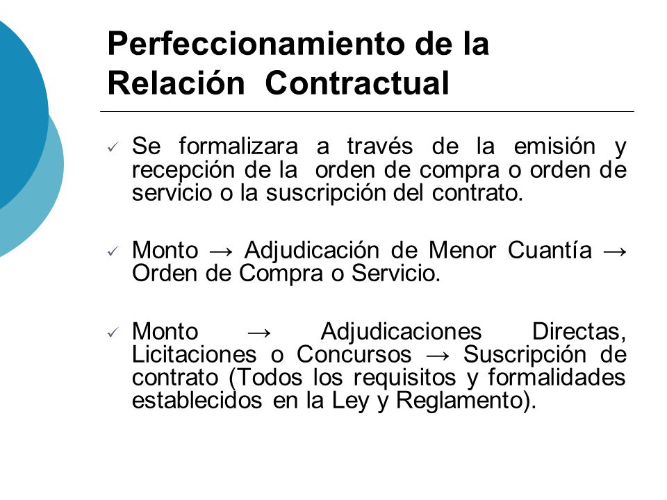 Perfeccionamiento de la Relación Contractual