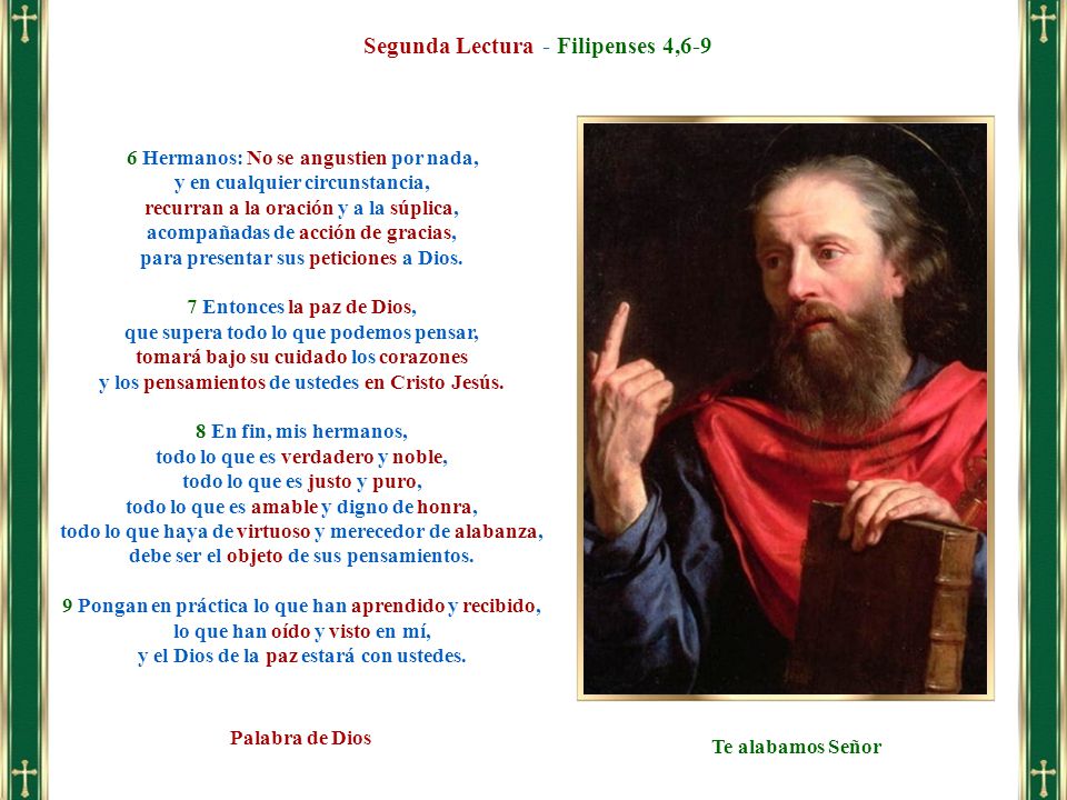 Segunda Lectura - Filipenses 4,6-9
