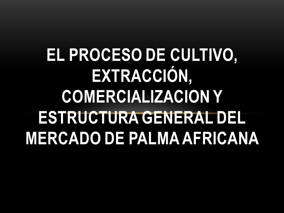 EL PROCESO DE CULTIVO, EXTRACCIÓN, COMERCIALIZACION Y ESTRUCTURA GENERAL DEL MERCADO DE PALMA AFRICANA