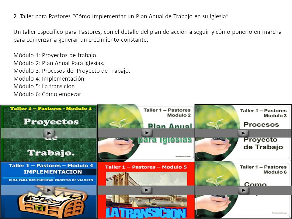 2. Taller para Pastores Cómo implementar un Plan Anual de Trabajo en su Iglesia
