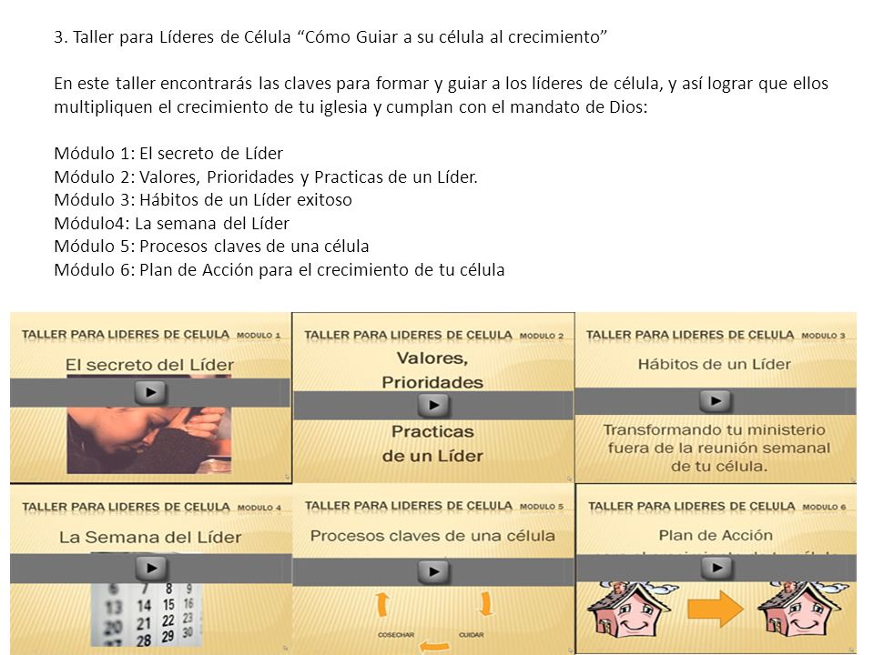 3. Taller para Líderes de Célula Cómo Guiar a su célula al crecimiento