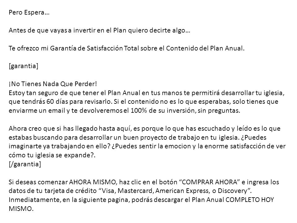 Pero Espera… Antes de que vayas a invertir en el Plan quiero decirte algo…