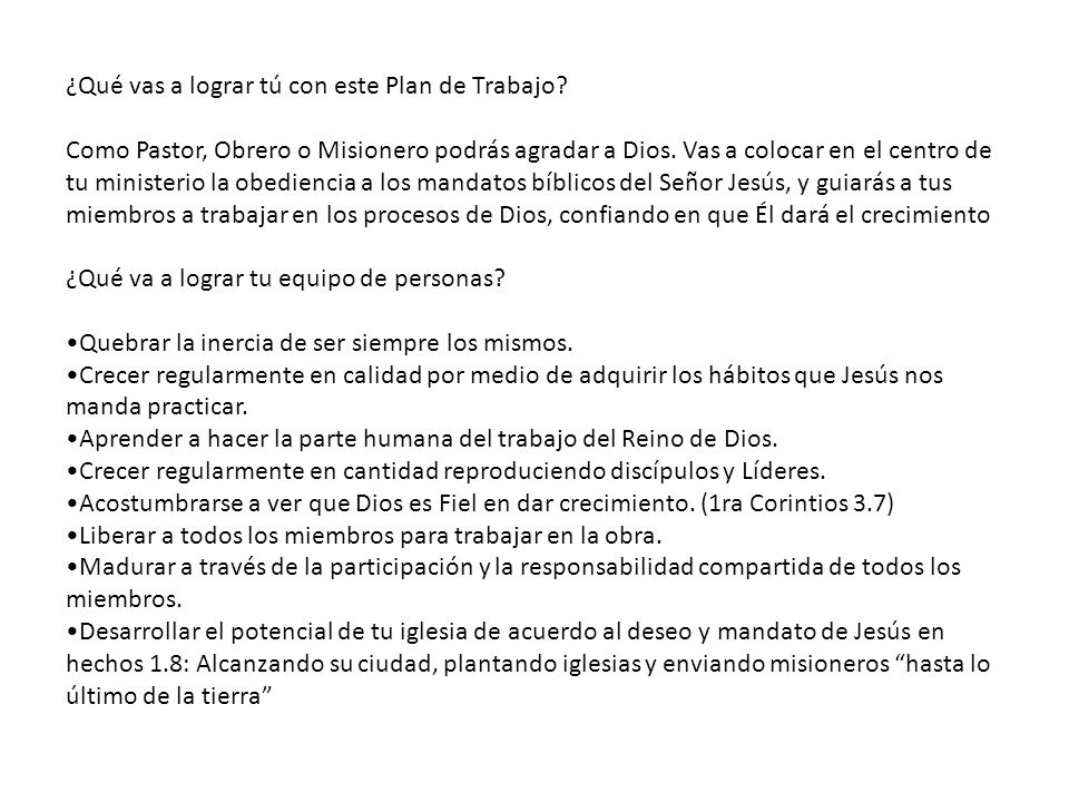 ¿Qué vas a lograr tú con este Plan de Trabajo