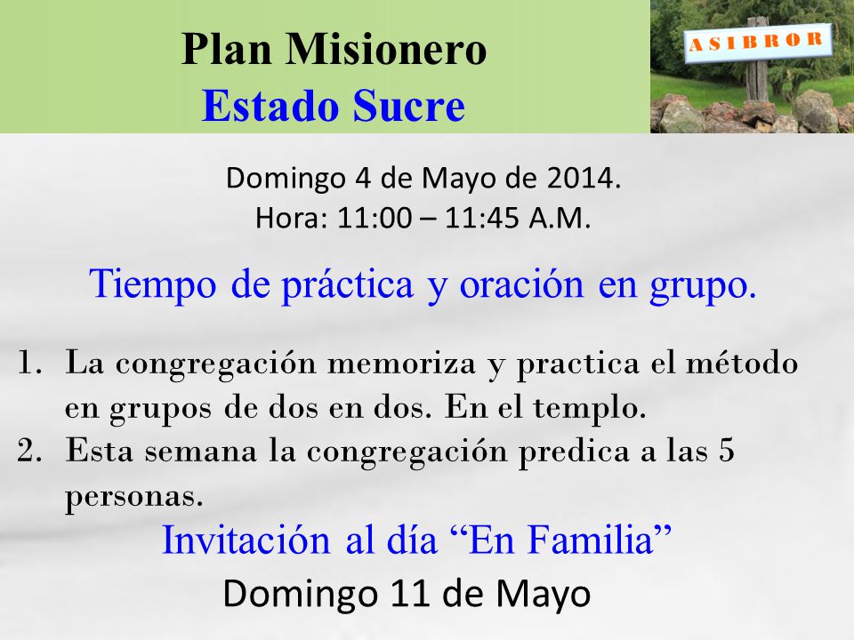Plan Misionero Estado Sucre