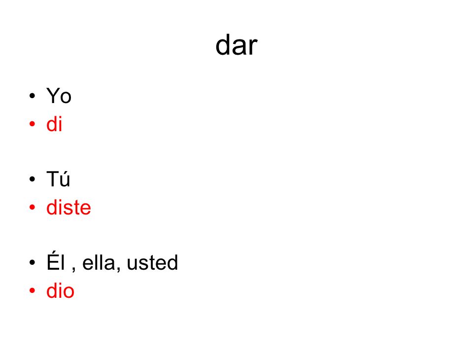 dar Yo di Tú diste Él , ella, usted dio