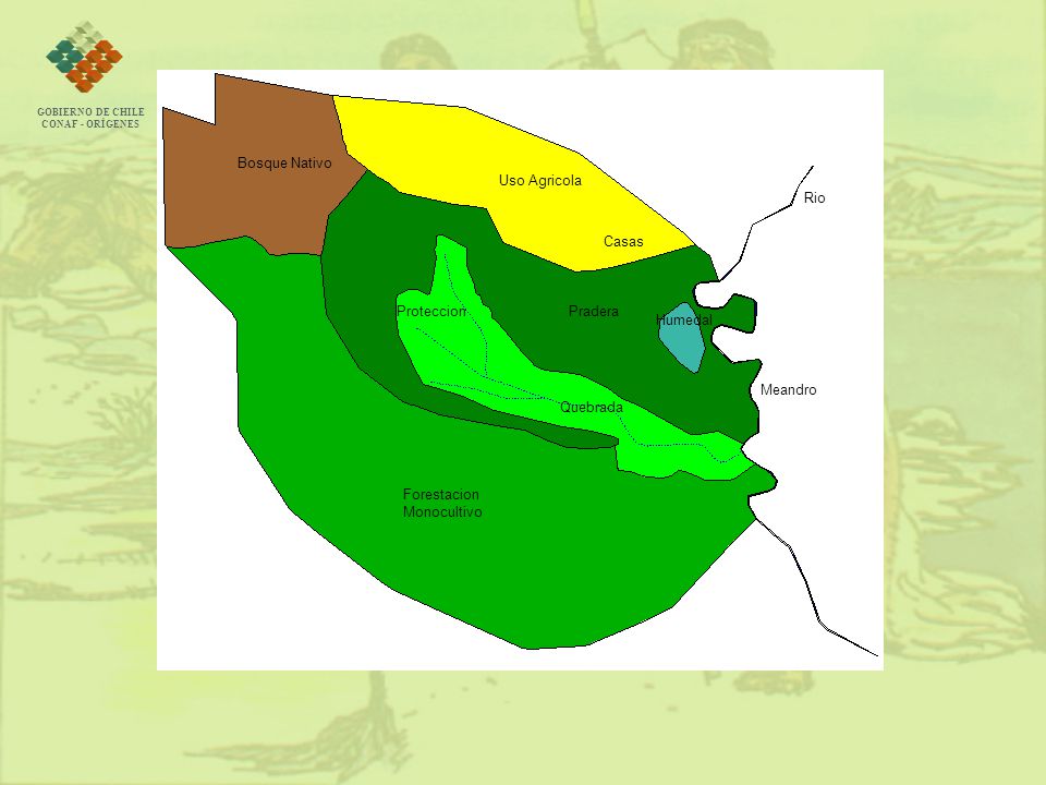 Bosque Nativo Uso Agricola. Rio. Casas. Proteccion. Pradera. Humedal. Meandro. Quebrada. Forestacion.