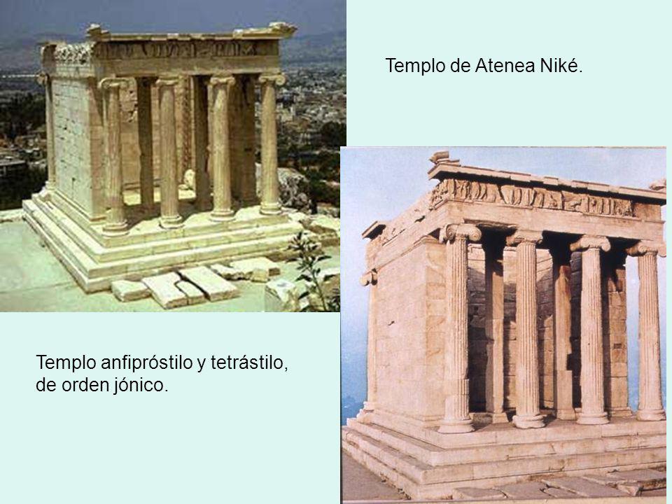 Templo de Atenea Niké. Templo anfipróstilo y tetrástilo, de orden jónico.