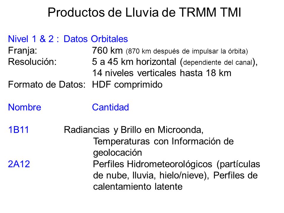 Productos de Lluvia de TRMM TMI