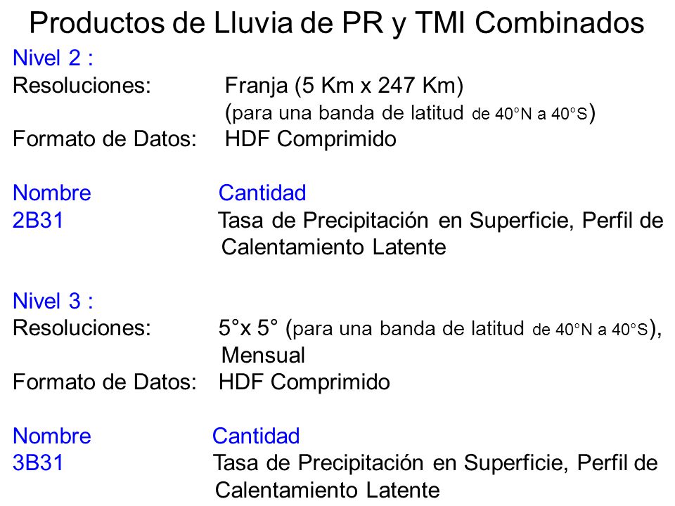 Productos de Lluvia de PR y TMI Combinados