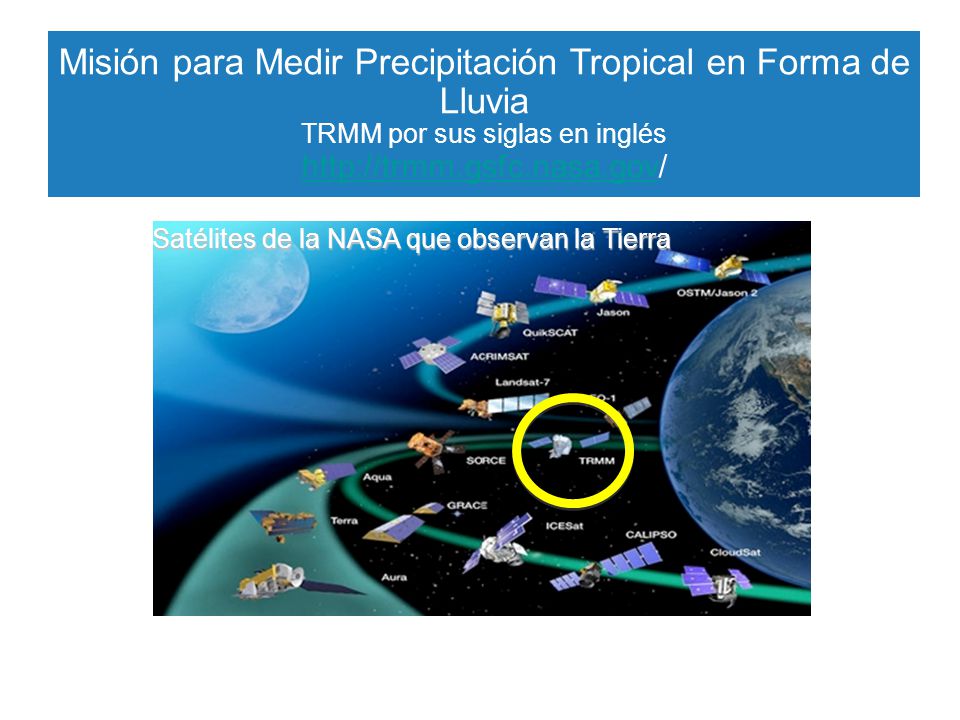 Misión para Medir Precipitación Tropical en Forma de Lluvia TRMM por sus siglas en inglés