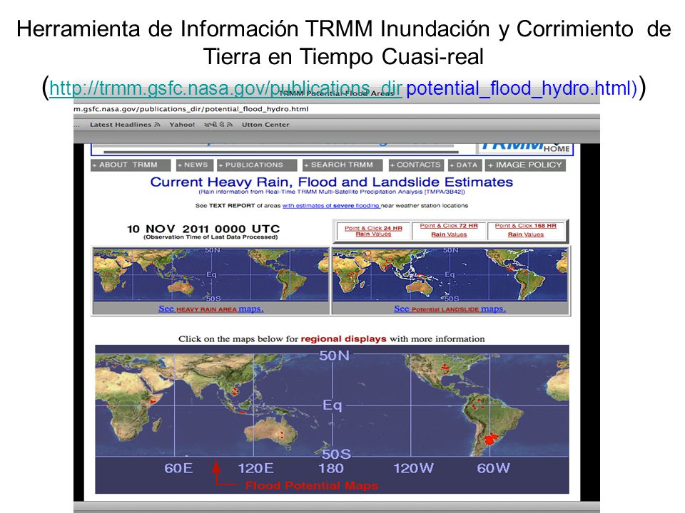 Herramienta de Información TRMM Inundación y Corrimiento de Tierra en Tiempo Cuasi-real