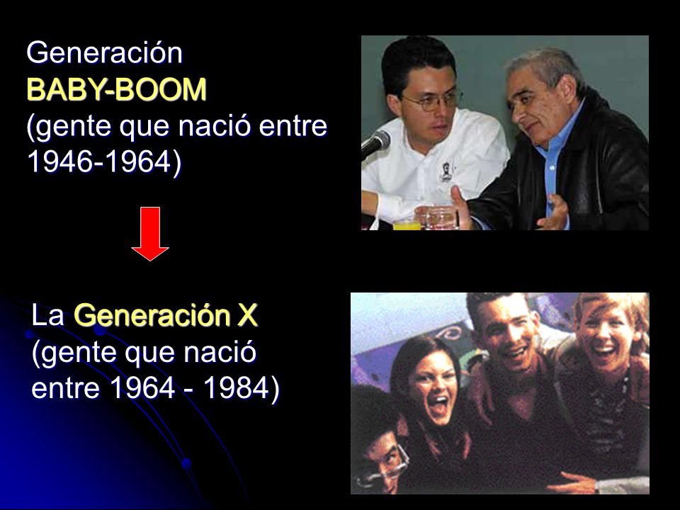 Generación BABY-BOOM. (gente que nació entre ) La Generación X.