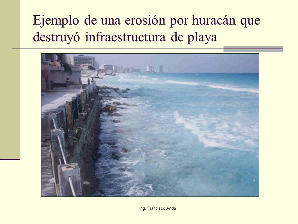 Ejemplo de una erosión por huracán que destruyó infraestructura de playa
