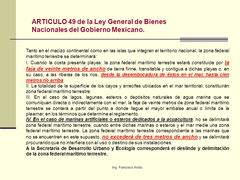 ARTICULO 49 de la Ley General de Bienes Nacionales del Gobierno Mexicano.