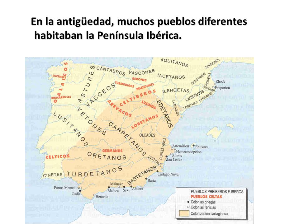 En la antigüedad, muchos pueblos diferentes habitaban la Península Ibérica.