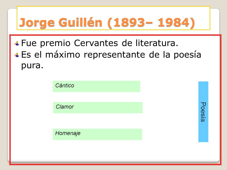 Jorge Guillén (1893– 1984) Fue premio Cervantes de literatura.