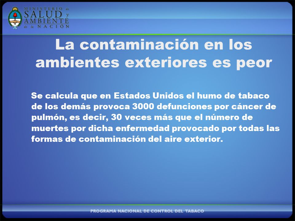 La contaminación en los ambientes exteriores es peor