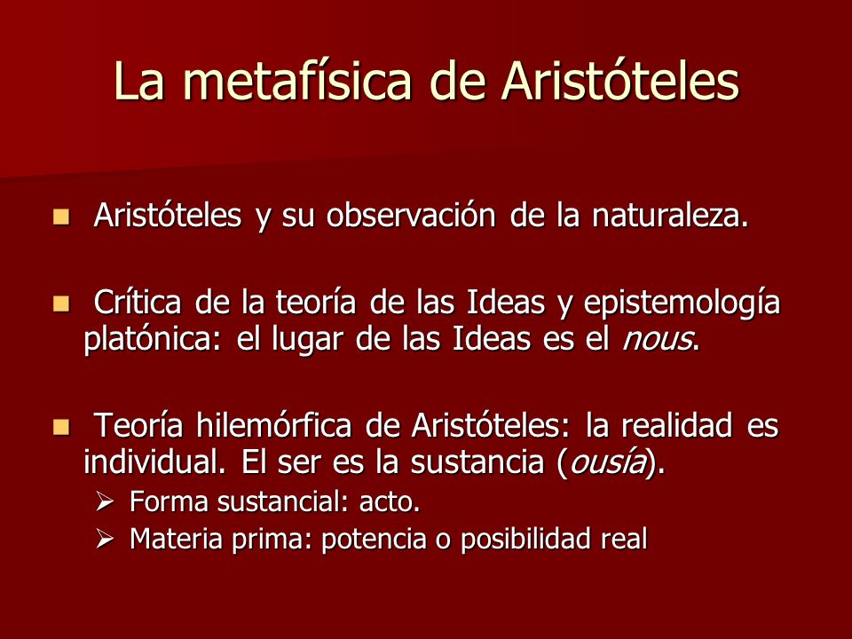 La metafísica de Aristóteles