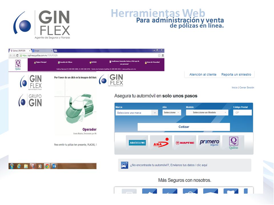 Herramientas Web Para administración y venta de pólizas en línea.