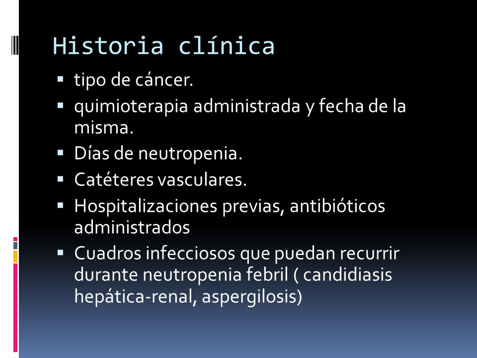 Historia clínica tipo de cáncer.
